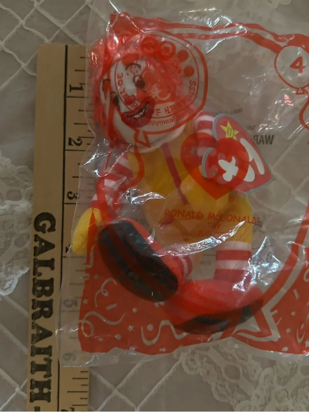 TY 30 Years Anniversary Ronald McDonald Beanie Baby Happy Meal Toy New & Sealed